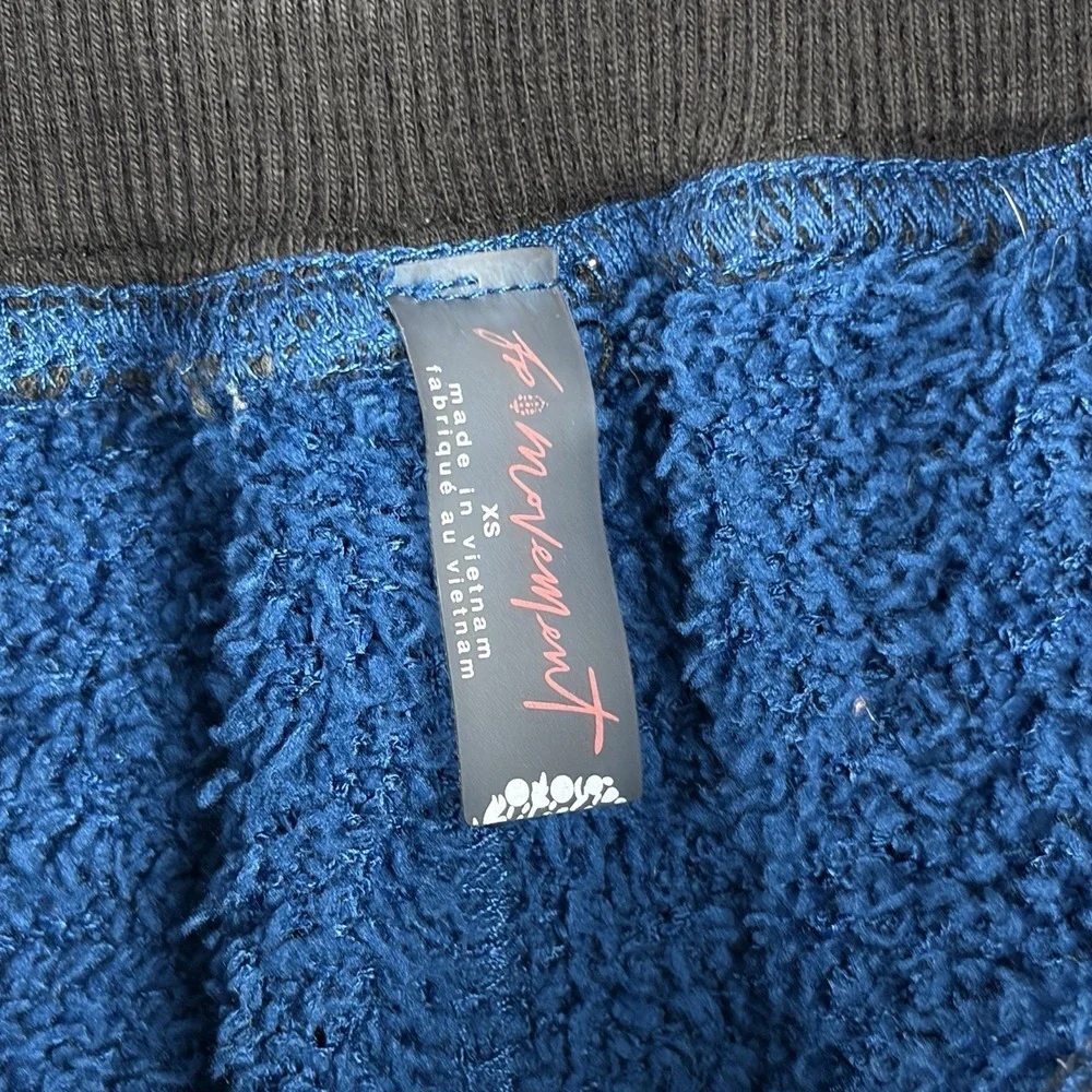 Free People Movement Pants XS Blue Cuddle Up‎ Fuzzy Baggy Loose Sherpa Jogger